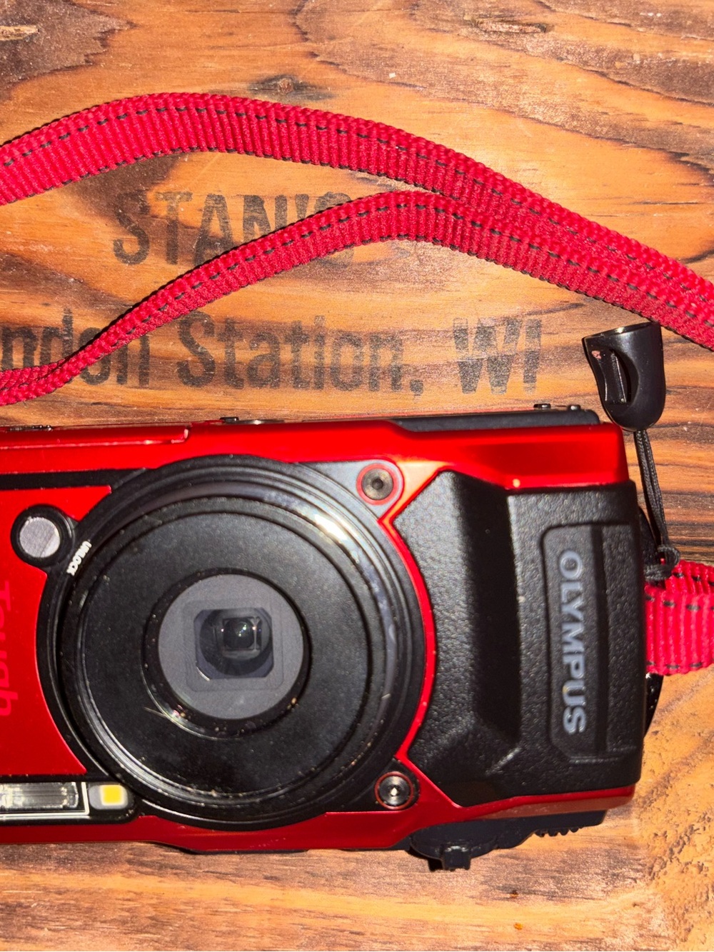 Olympus Red Compact Digital Camera with Matching Wrist Strap